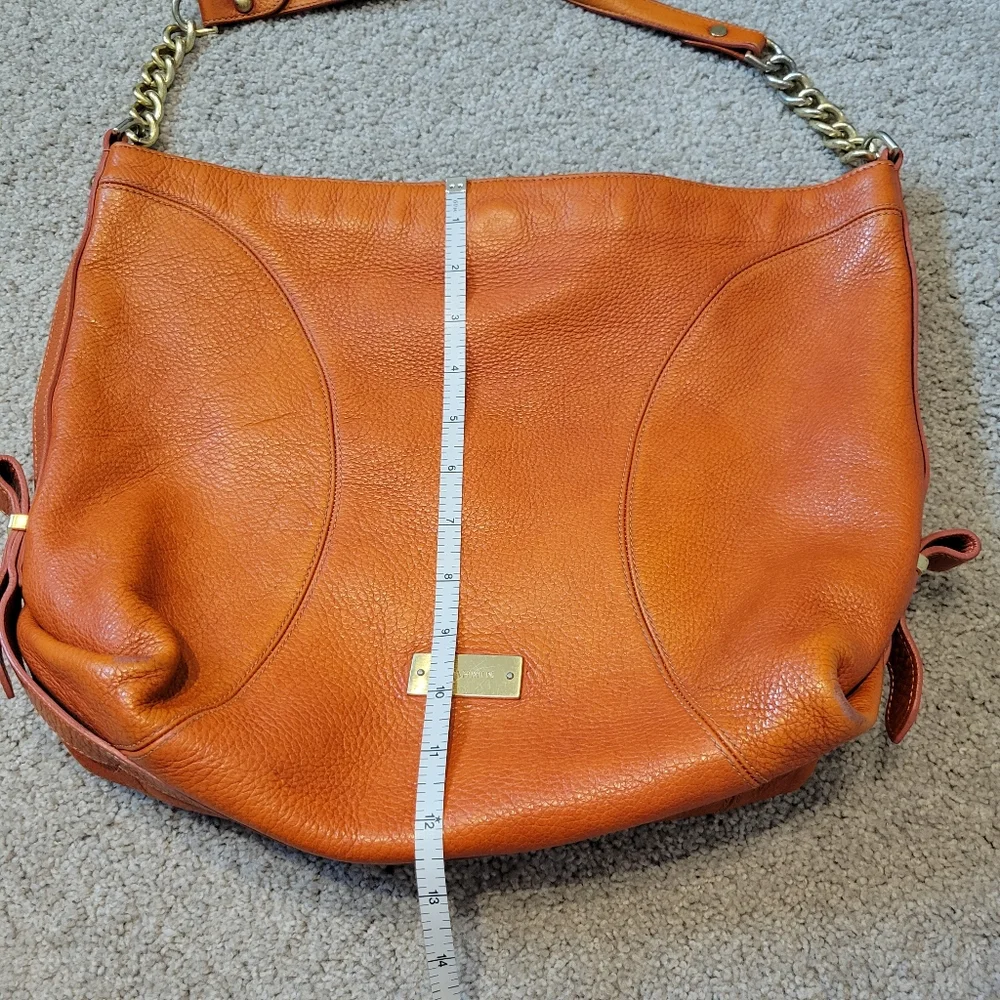 Brahmin Hailey Soft Orange Pebble Leather Hobo Bag